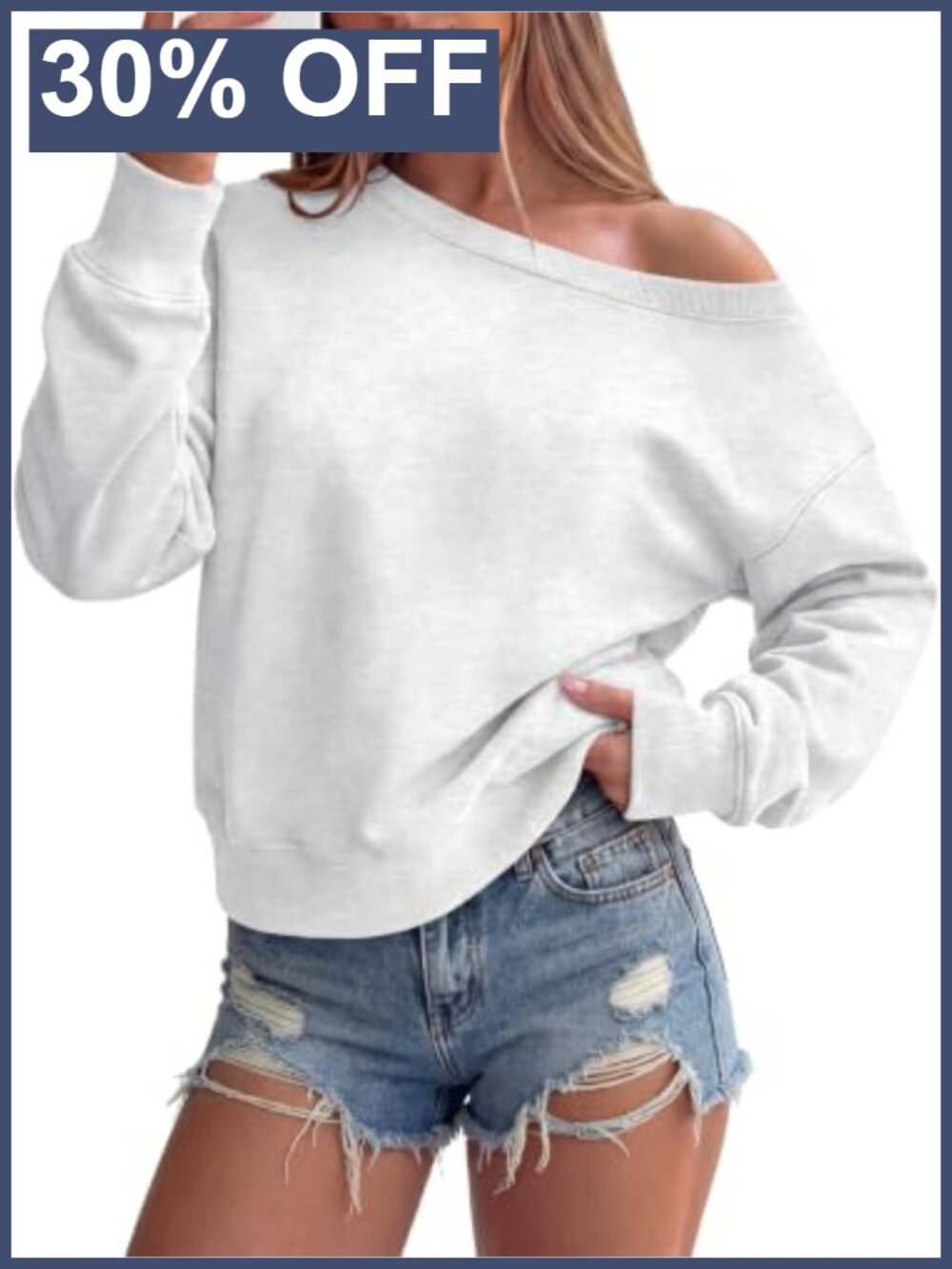 Off Shoulder Cropped Sweatshirt Loose Fit One Shoulder